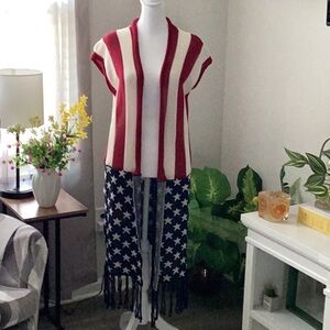 Striped Red and White Women's Cardigan